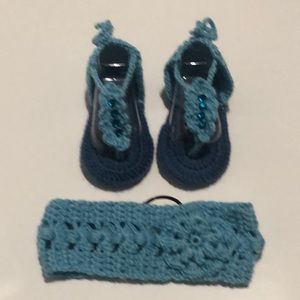 Beautiful sandals and headband baby girl set handmade crochet